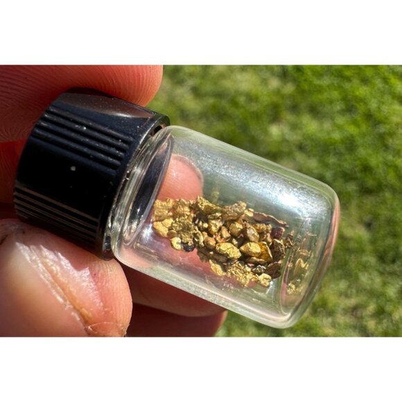 Gold Nuggets in Jar - California Placer Gold - 1.36 grams - Picture 3 of 7